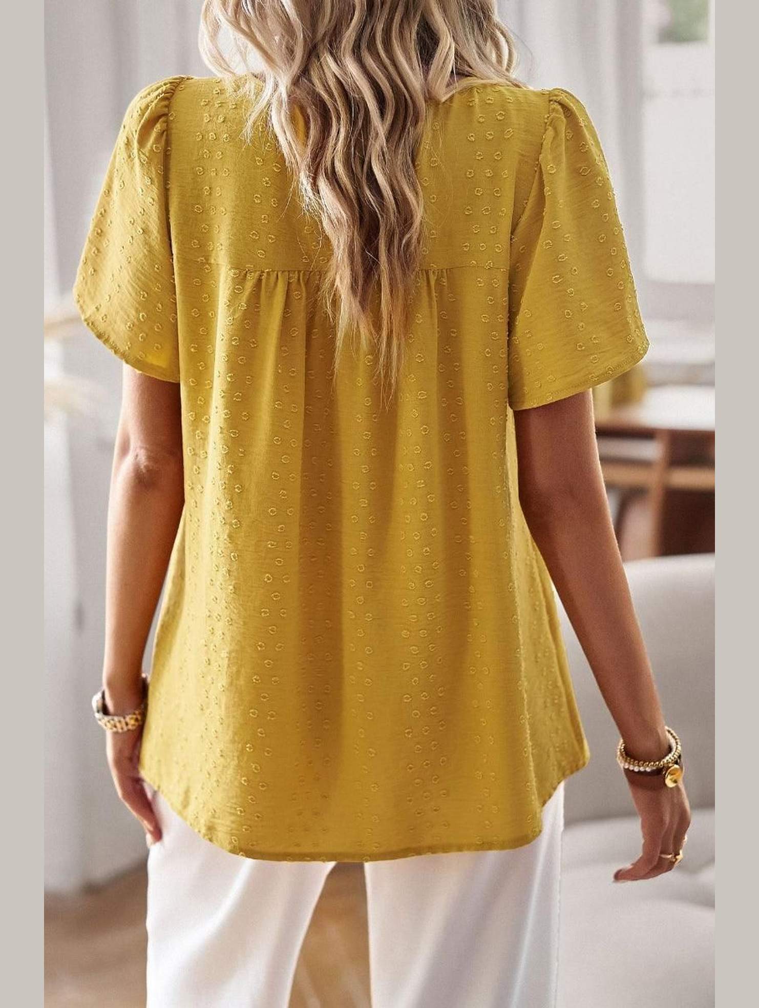 ROUND NECK SPLICED LOOSE BLOUSE - Doublju