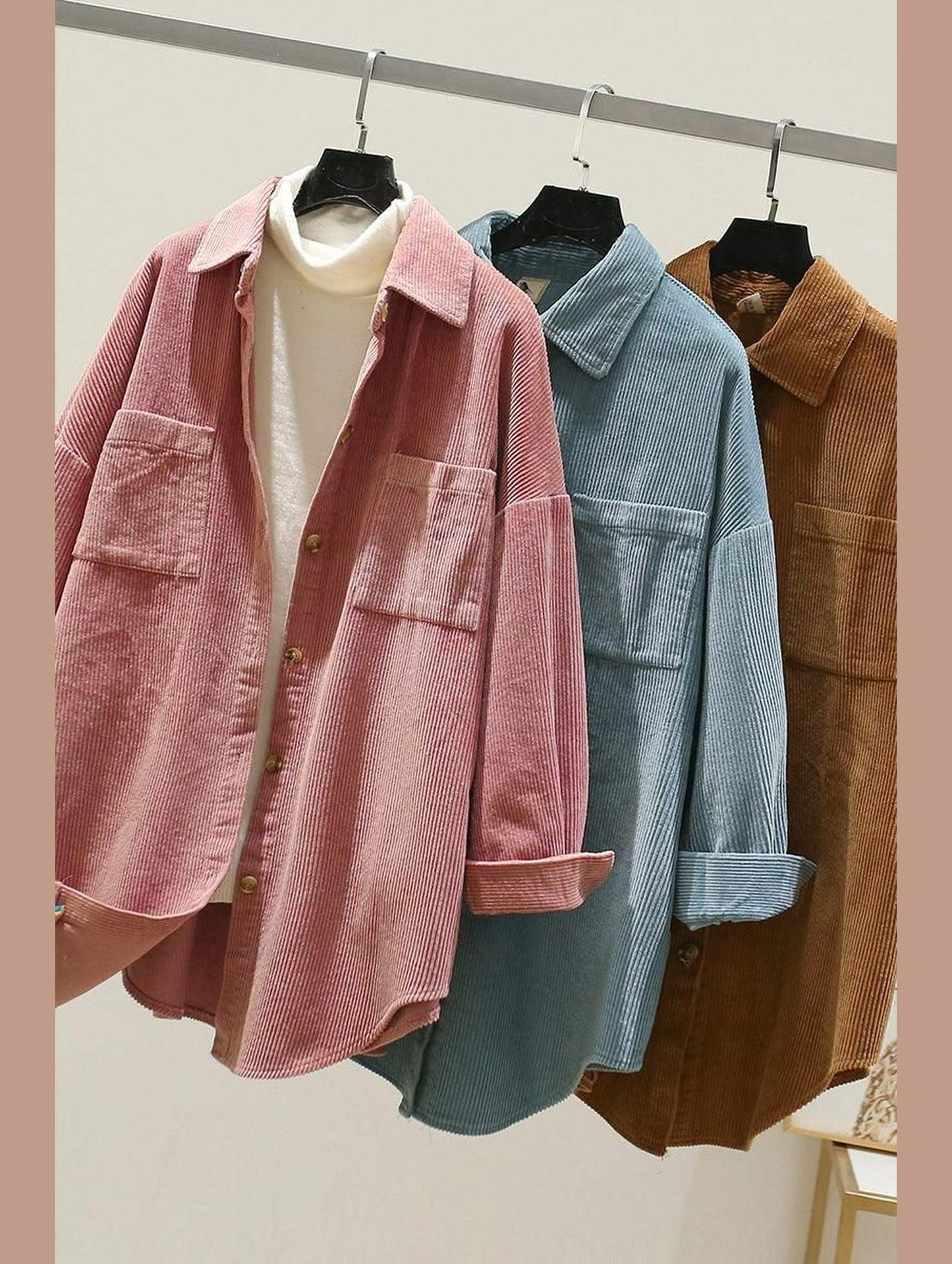 CORDUROY TWO POCKETS SHIRT - Doublju