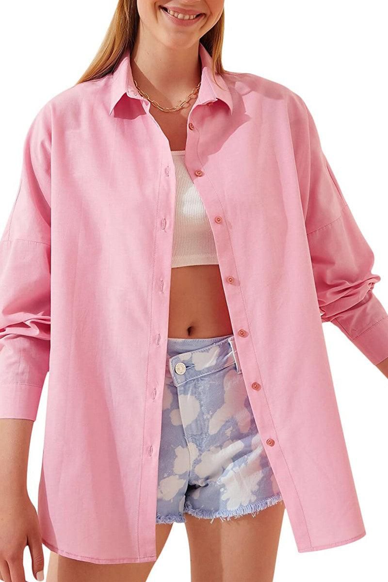 BUTTON DOWN BASIC DAILY WOMEN SHIRTS - Doublju