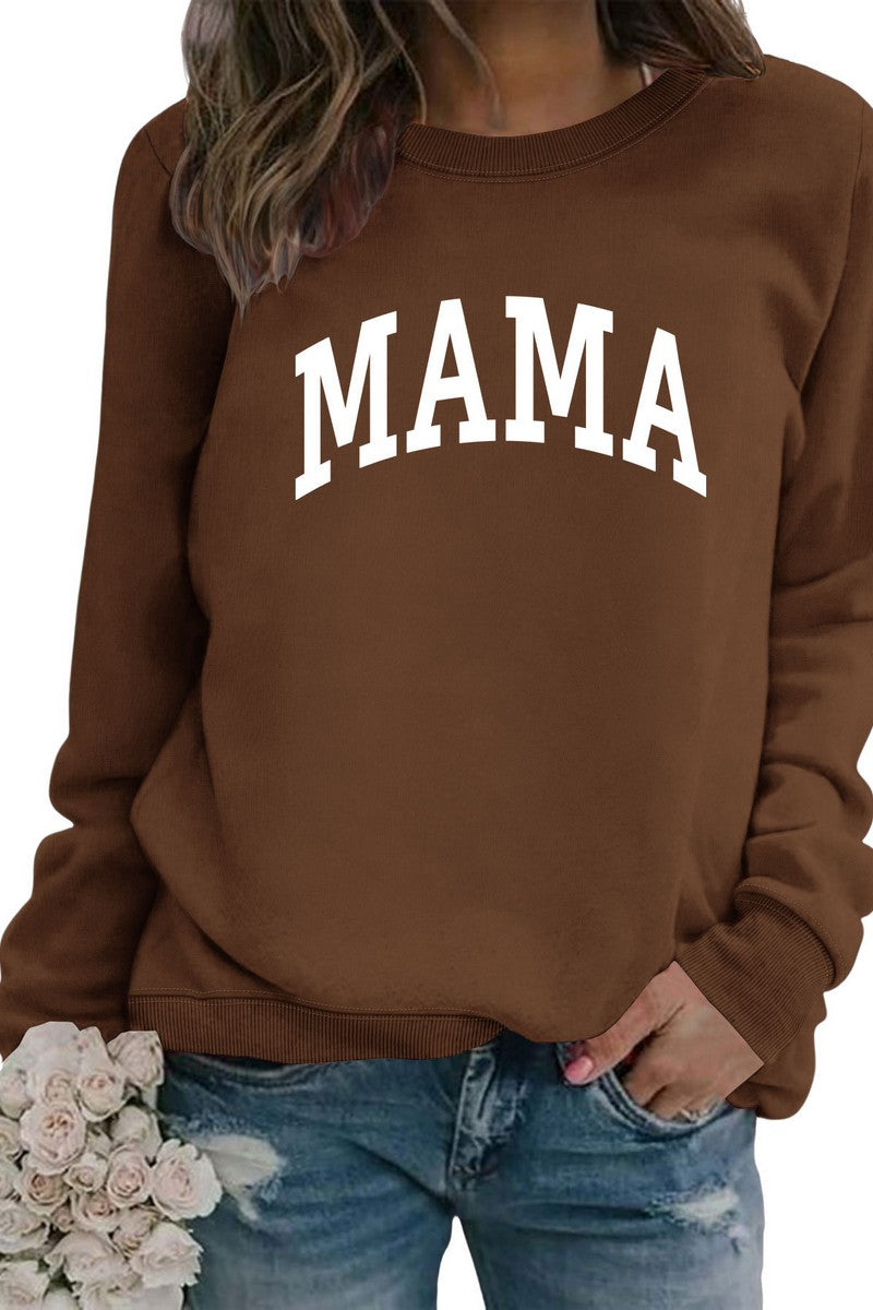 WOMEN MAMA LETTER PRINTING LONG SLEEVE PULLOVER