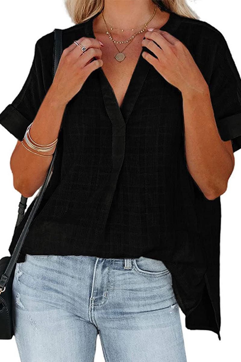 CHINESE COLLAR RUFFLED BACK LOOSE SHIRTS - Doublju