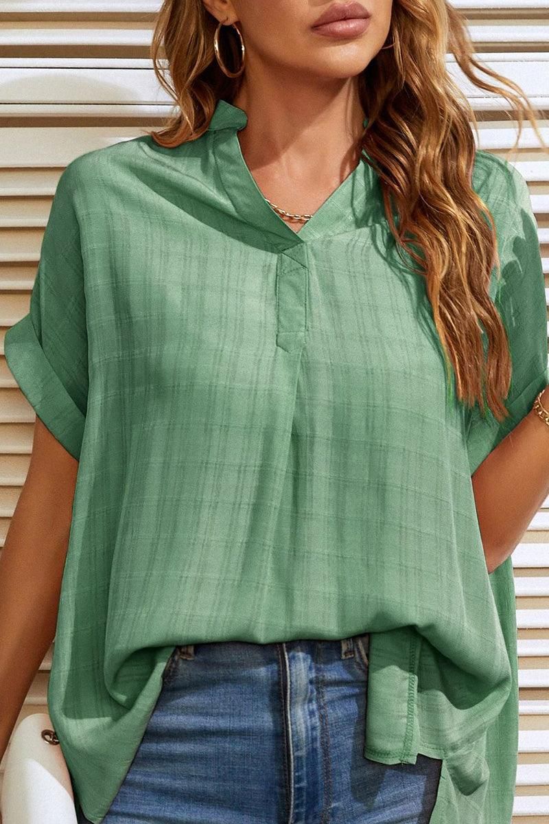 CHINESE COLLAR RUFFLED BACK LOOSE SHIRTS - Doublju