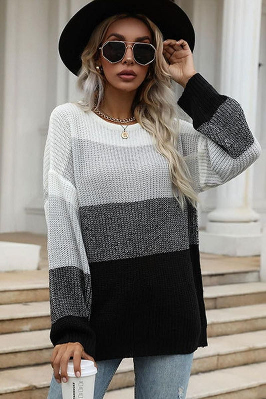 WOMEN?™S COLOR BLOCK CASUAL TUNIC TOPS - Doublju