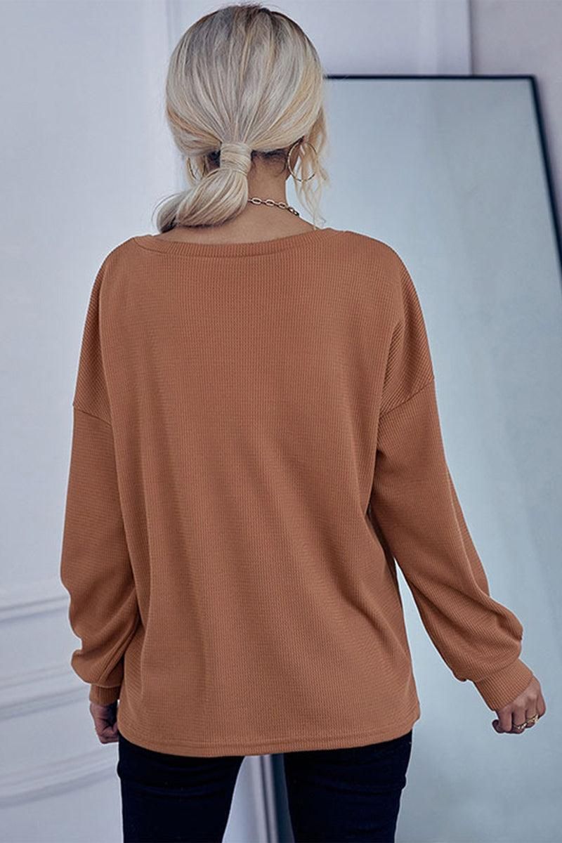 BUTTON DETAIL LOOSE FIT CASUAL TOP - Doublju