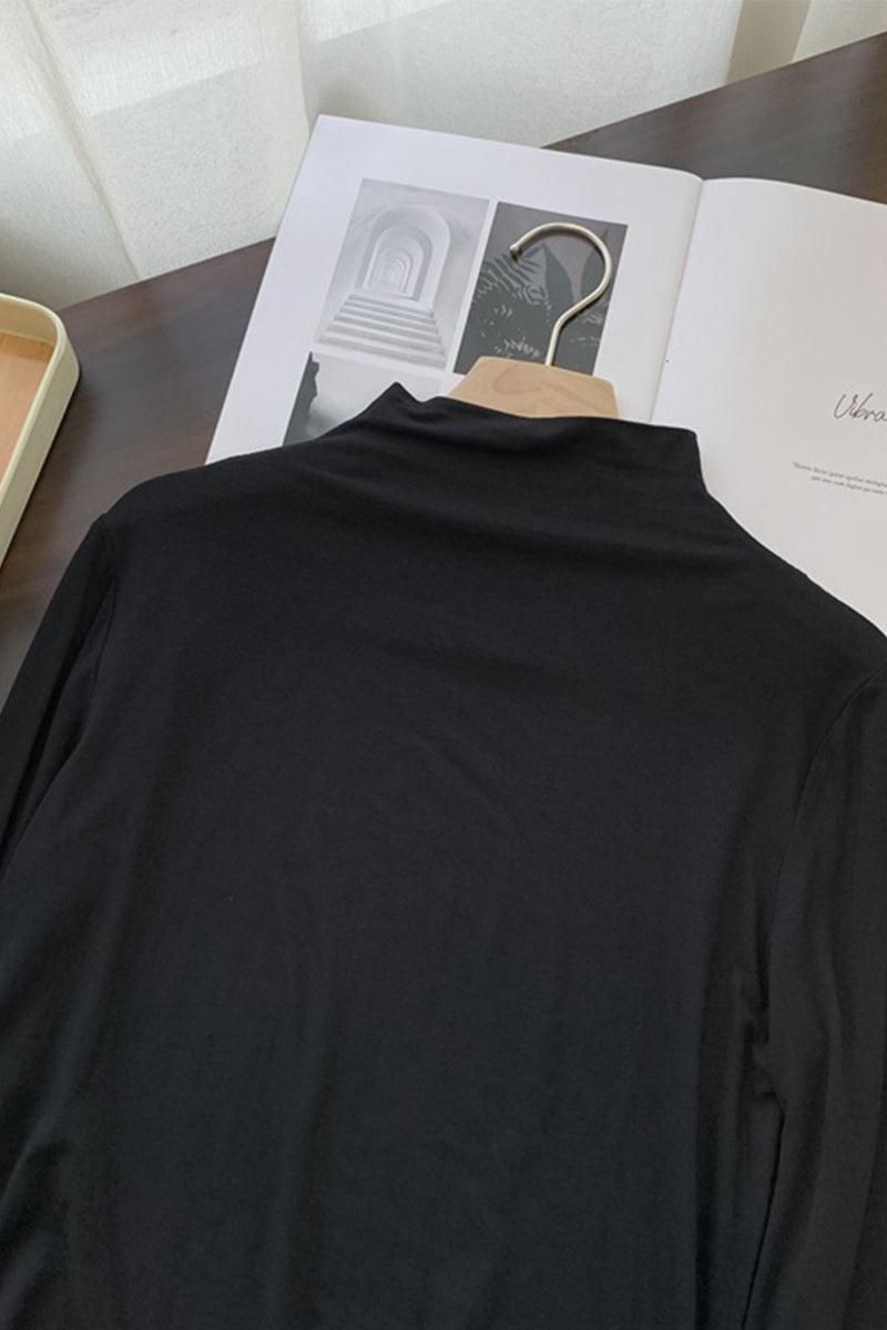 BASIC SIMPLE HIGH NECK DAILY TOP - Doublju