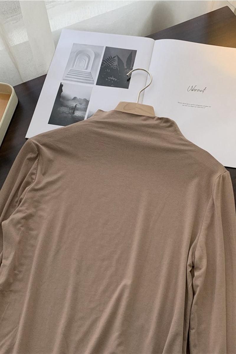 BASIC SIMPLE HIGH NECK DAILY TOP - Doublju