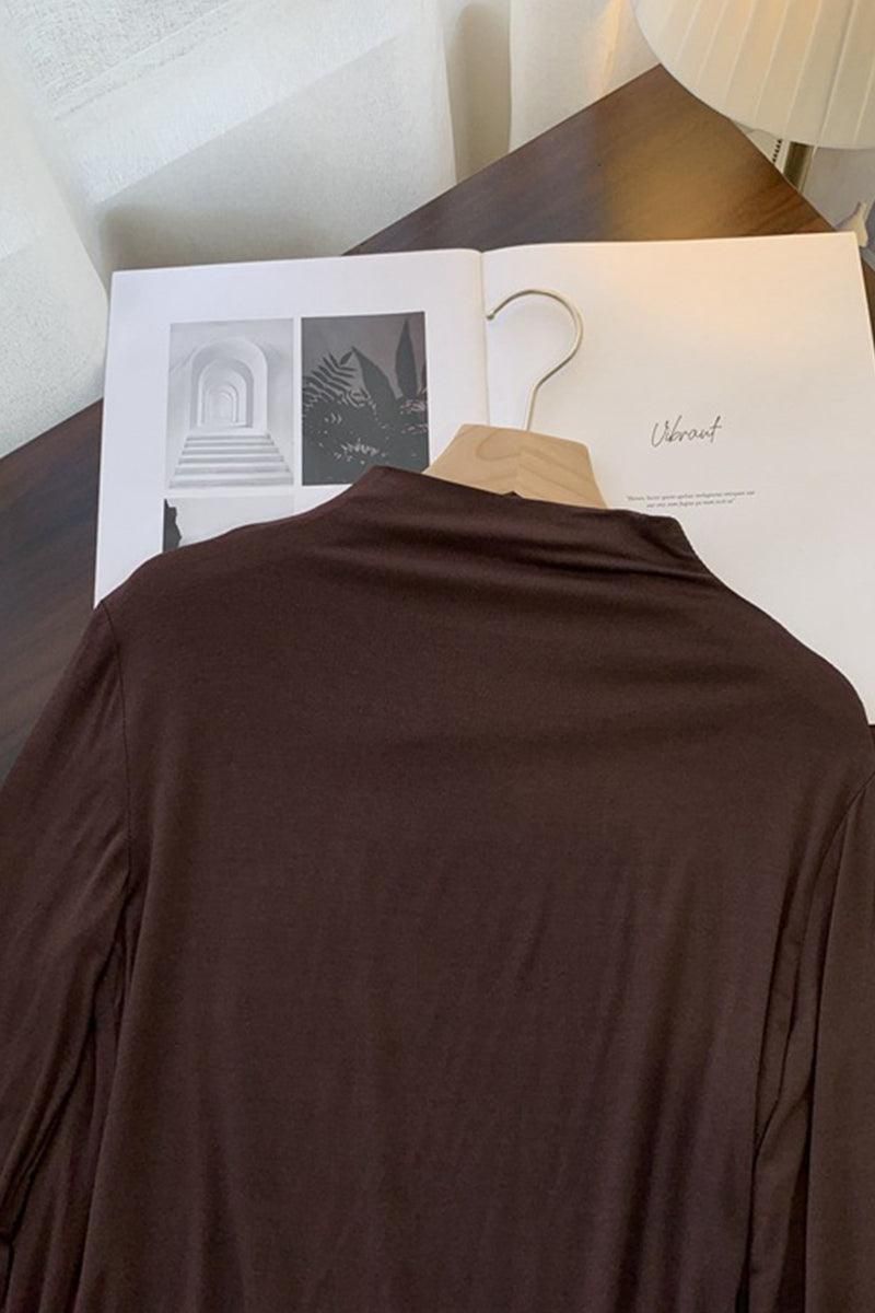 BASIC SIMPLE HIGH NECK DAILY TOP - Doublju