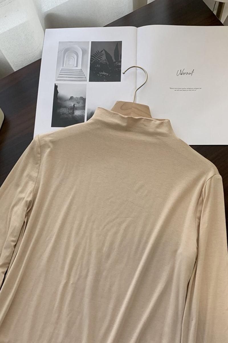 BASIC SIMPLE HIGH NECK DAILY TOP - Doublju