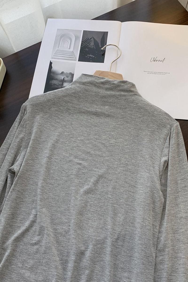 BASIC SIMPLE HIGH NECK DAILY TOP - Doublju