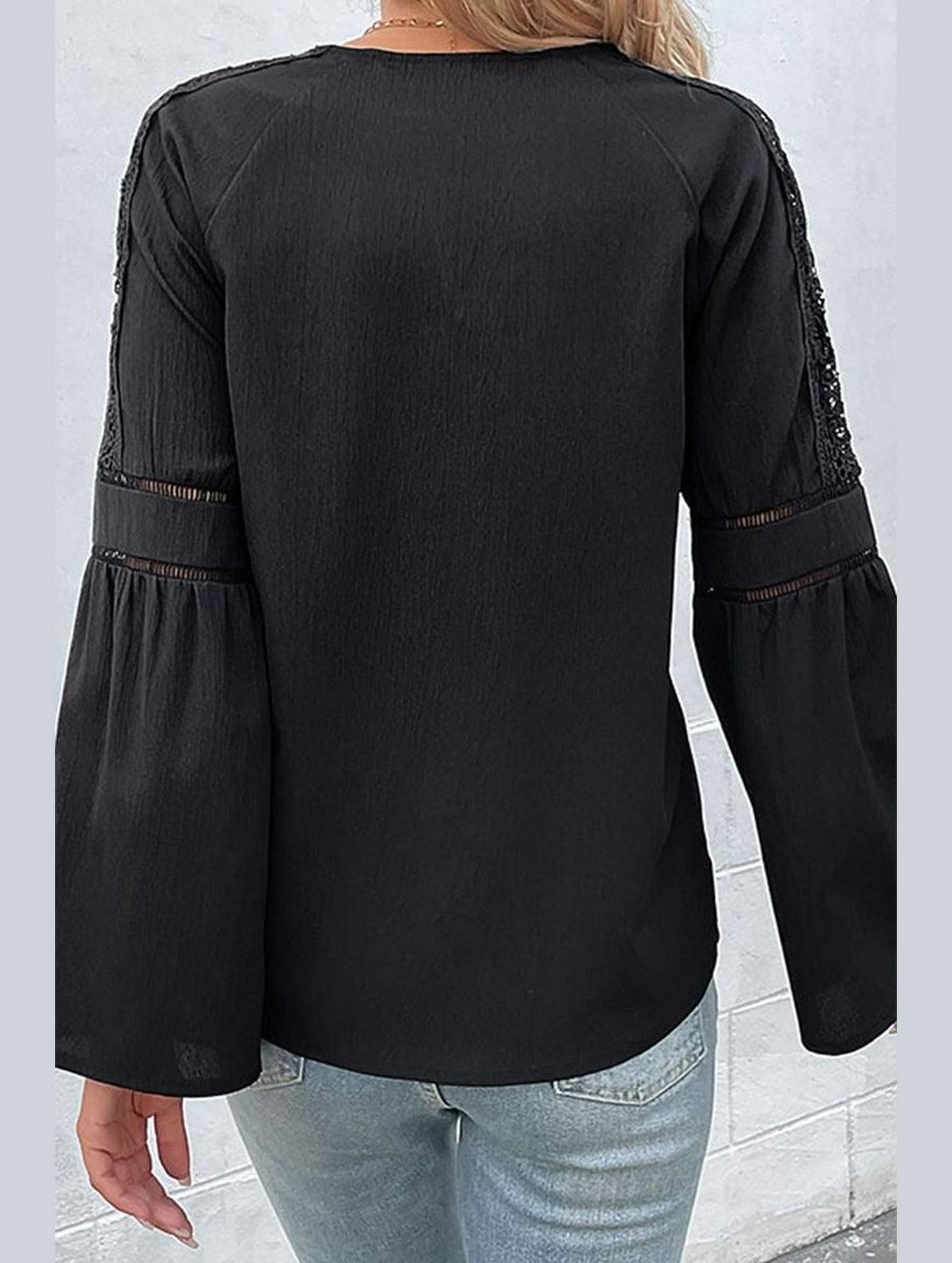 DRAWSTRING V NECK CASUAL TUNIC TOP - Doublju