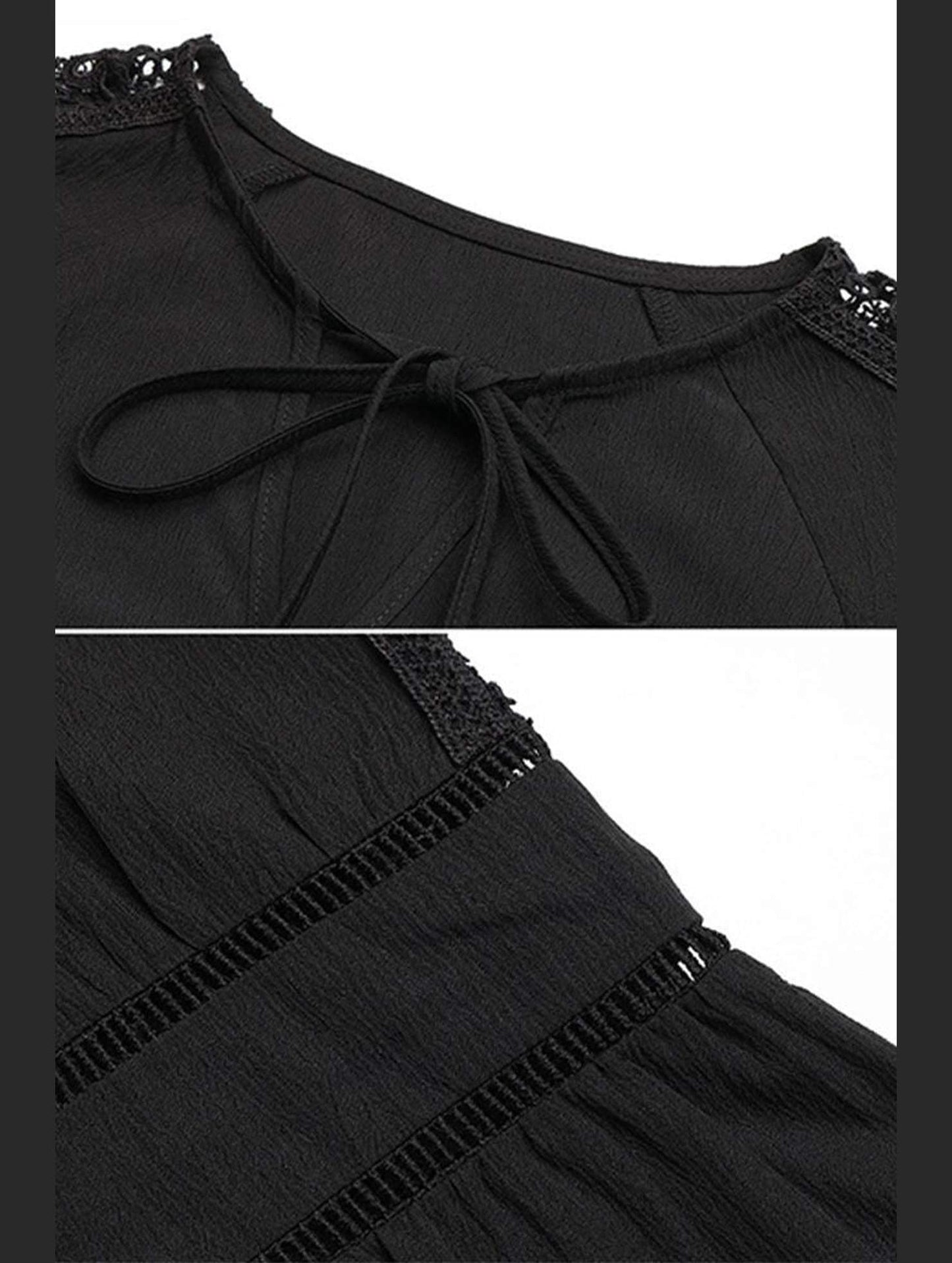 DRAWSTRING V NECK CASUAL TUNIC TOP - Doublju