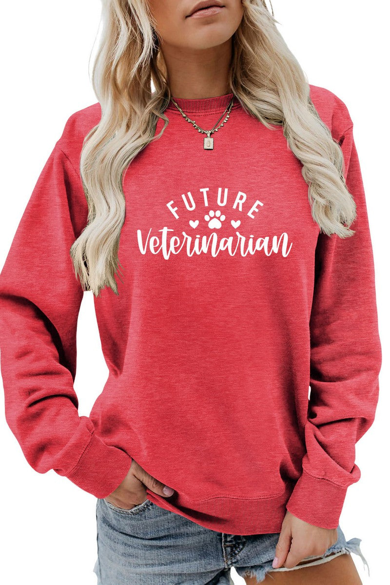 WOMEN FOOTPRINT PRINTING LONG SLEEVE PULLOVER