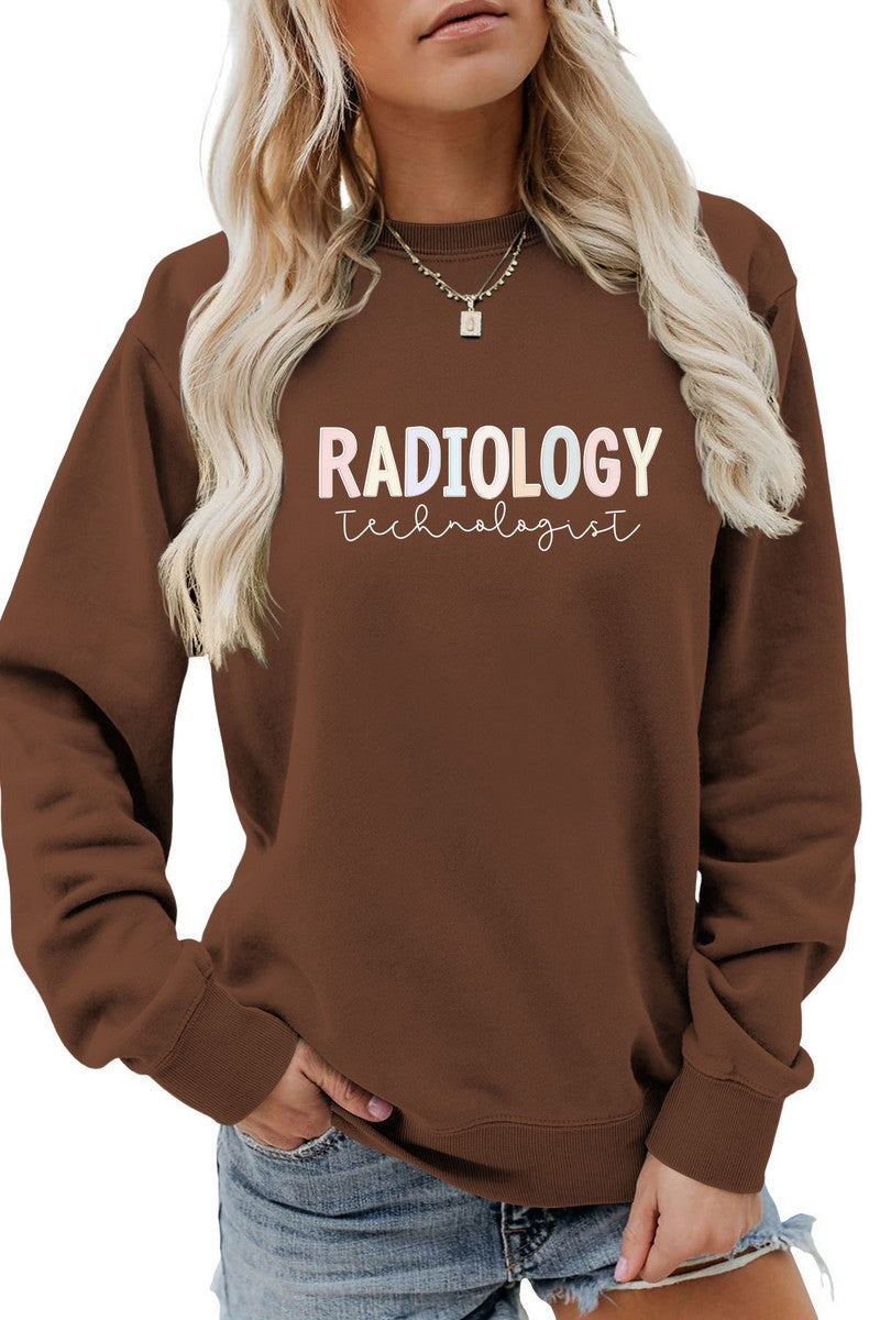 WOMEN LETTER PRINTING LONG SLEEVE PULLOVER