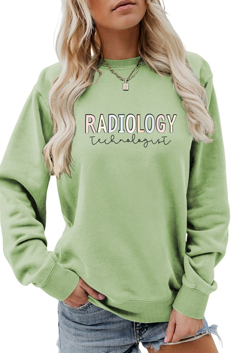 WOMEN LETTER PRINTING LONG SLEEVE PULLOVER