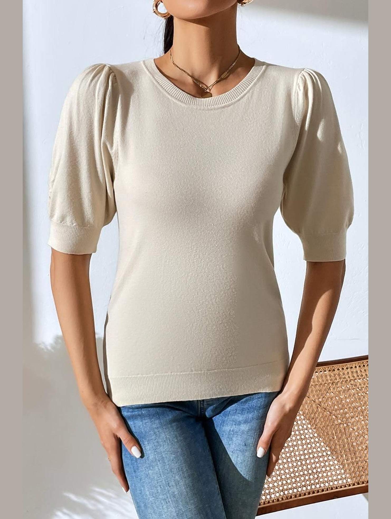 BASIC DAILY SHORT SLEEVE CASUAL TOP - Doublju