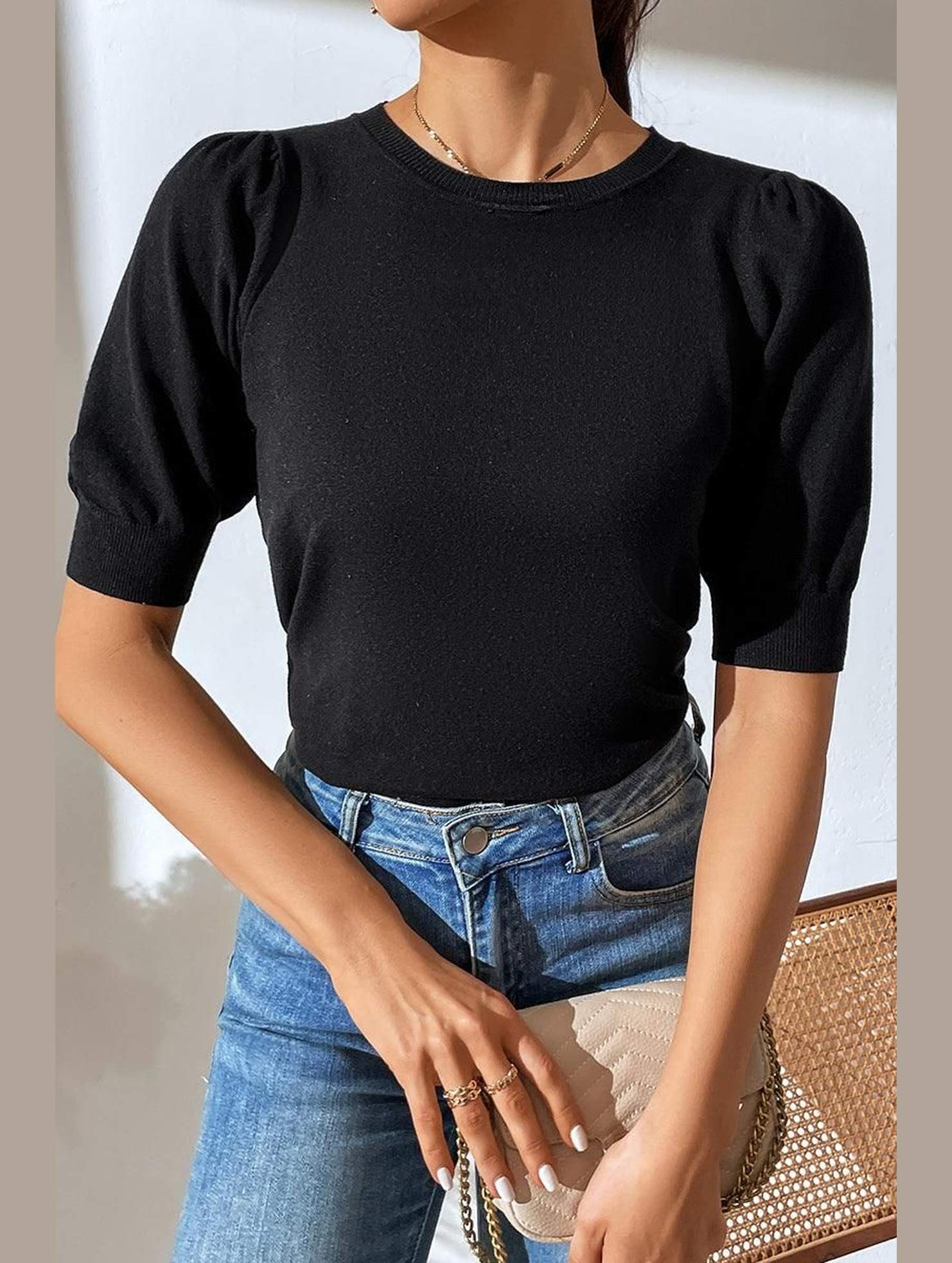 BASIC DAILY SHORT SLEEVE CASUAL TOP - Doublju