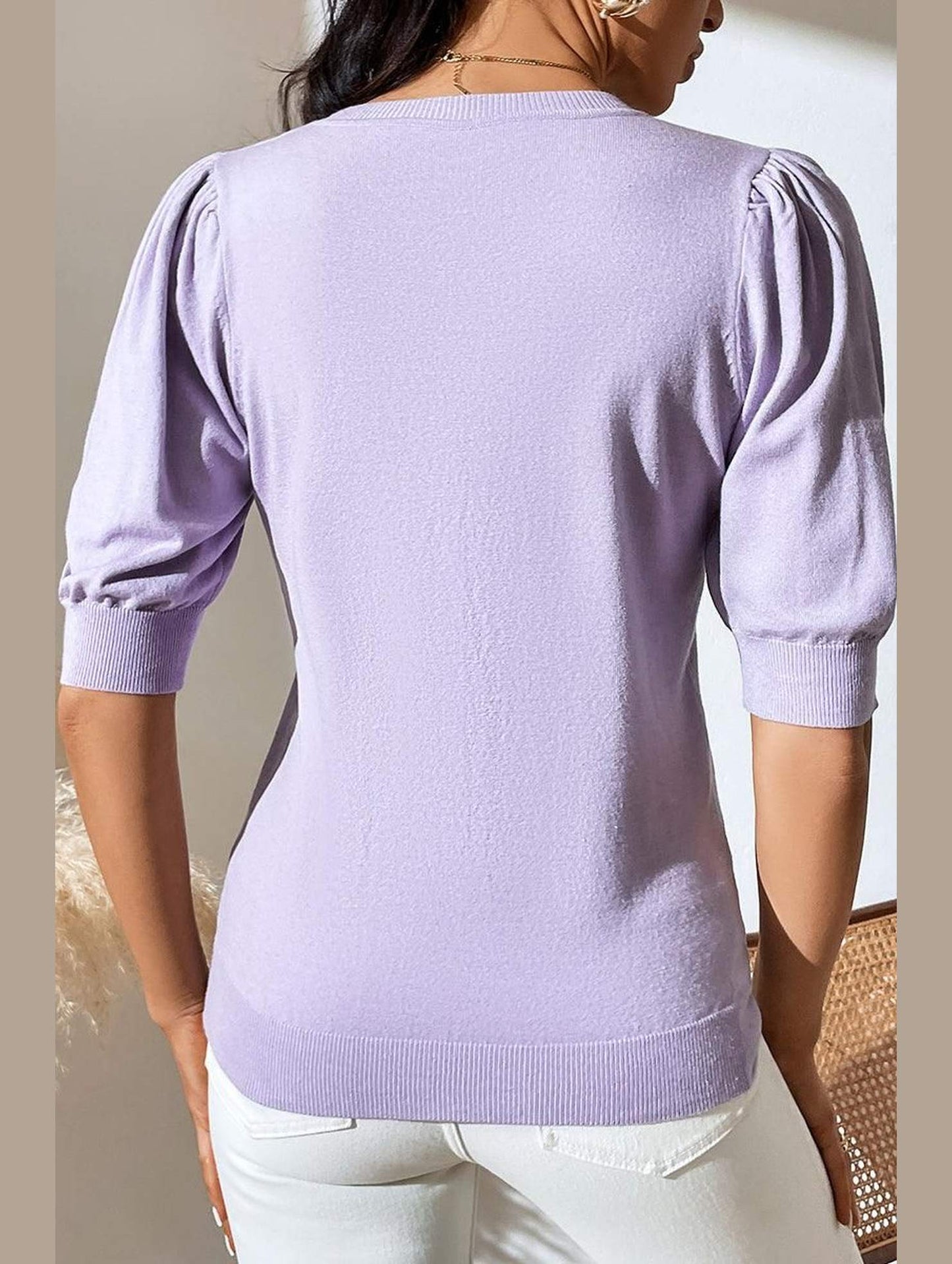 BASIC DAILY SHORT SLEEVE CASUAL TOP - Doublju