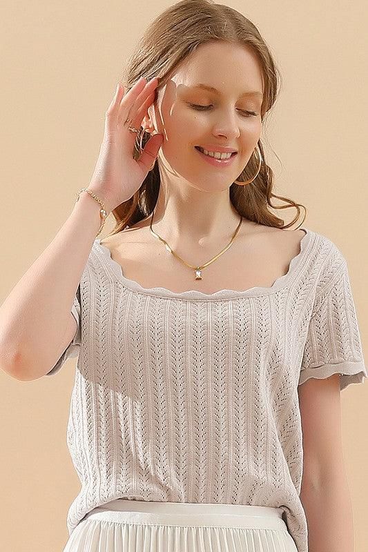 DEEP ROUND NECK DAILY TOP - Doublju