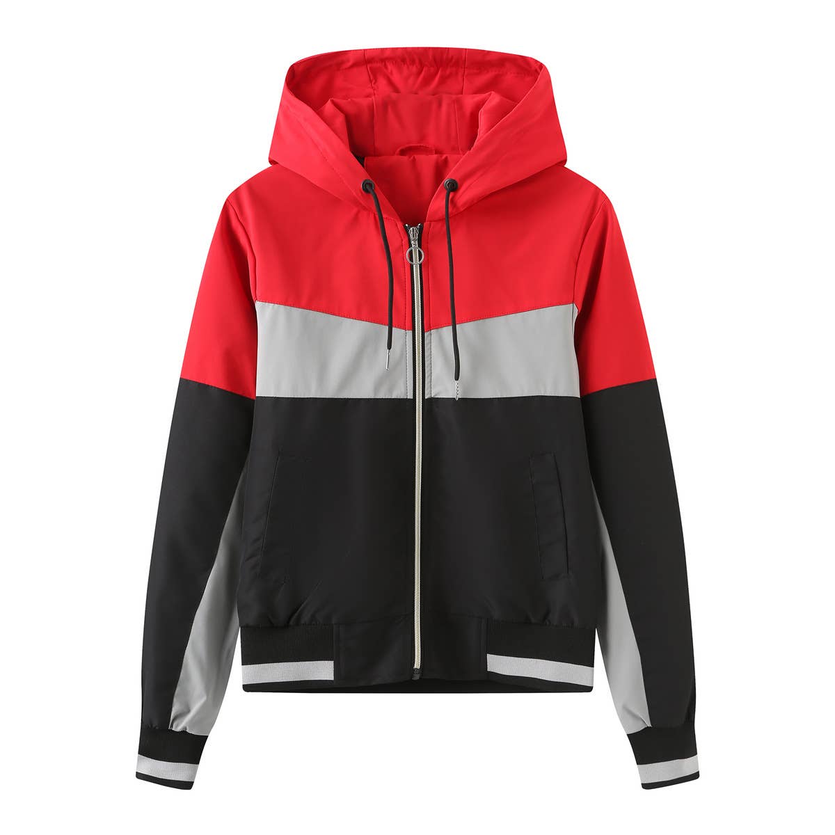 COLOR-INSERTED LONG-SLEEVED DRAWSTRING JACKET