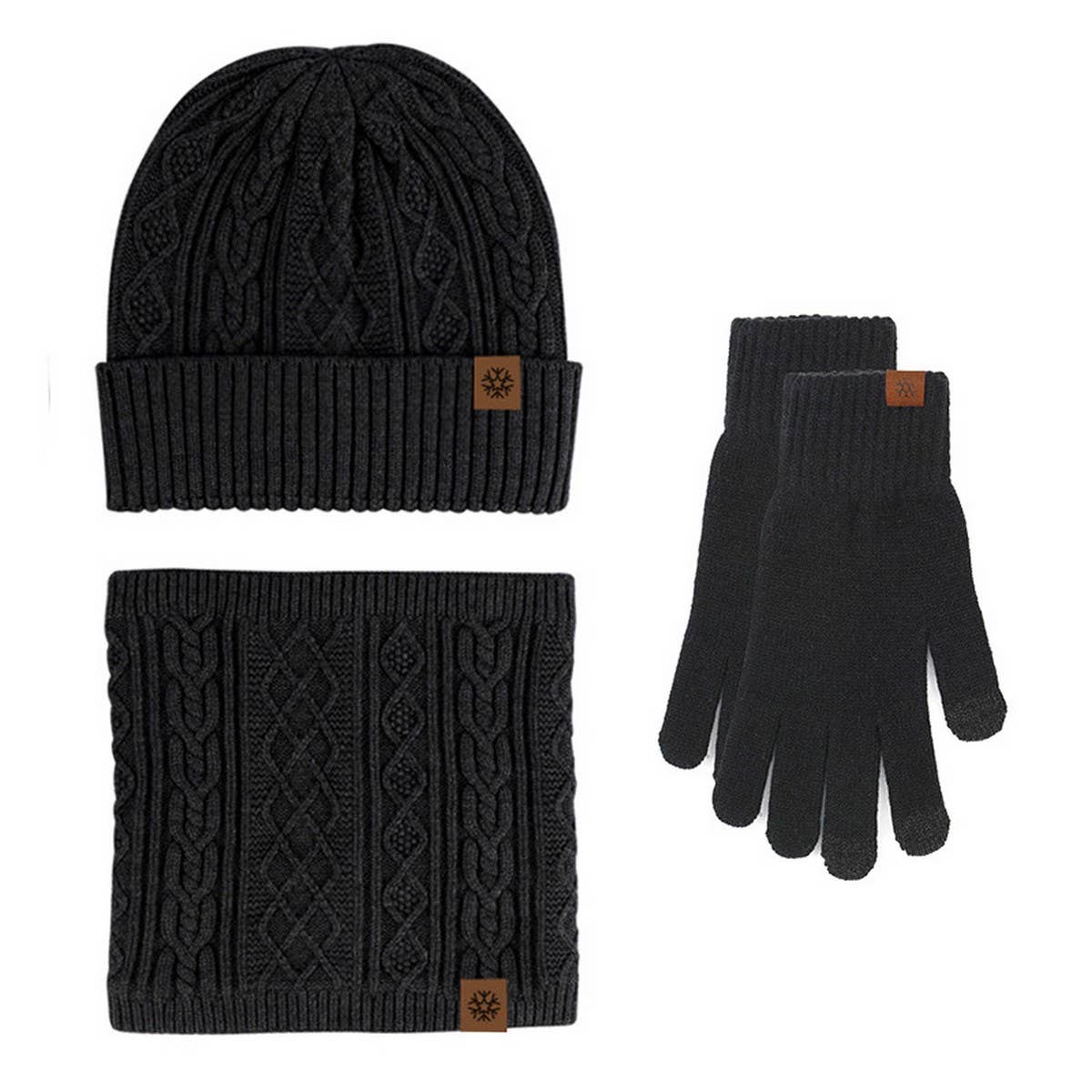 WINTER KNITTED PLUSH WARM WOOL THREE-PIECE SUIT