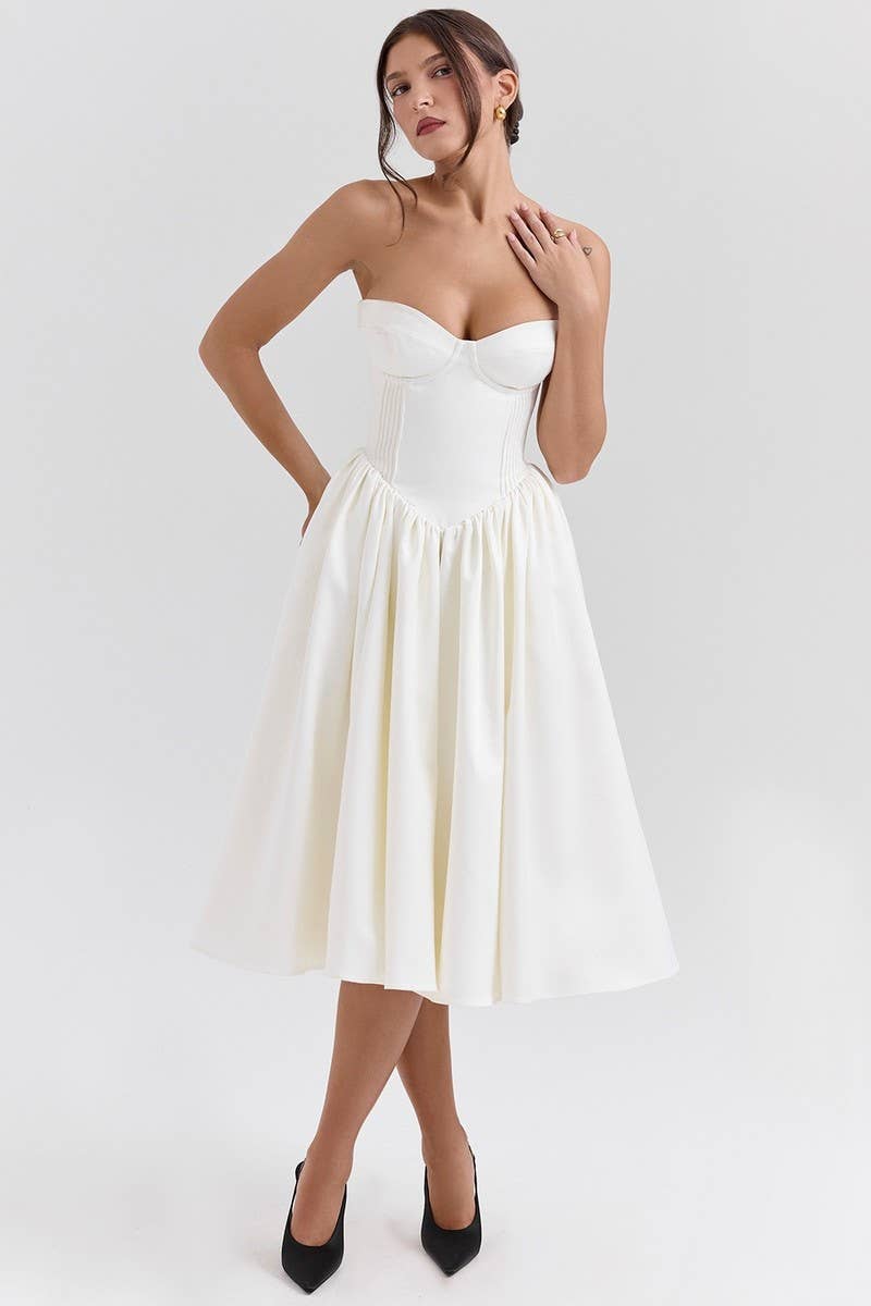 CWDTD0469_STRAPLESS SEXY BACKLESS MIDI DRESS