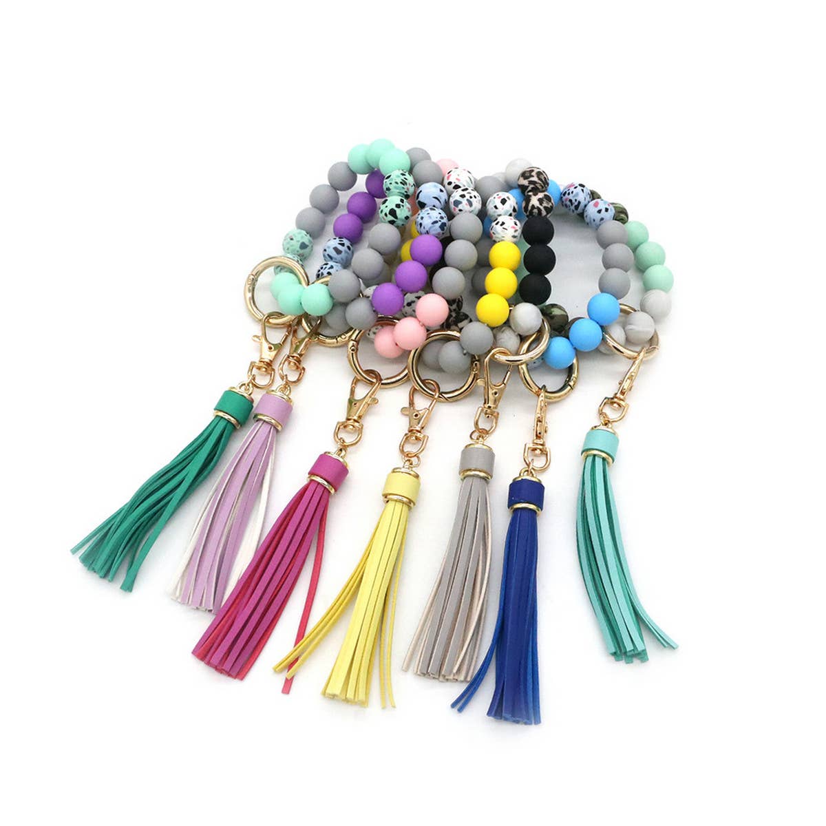 CAMOUFLAGE SILICONE BEAD BRACELET KEYCHAIN_CWMM1568