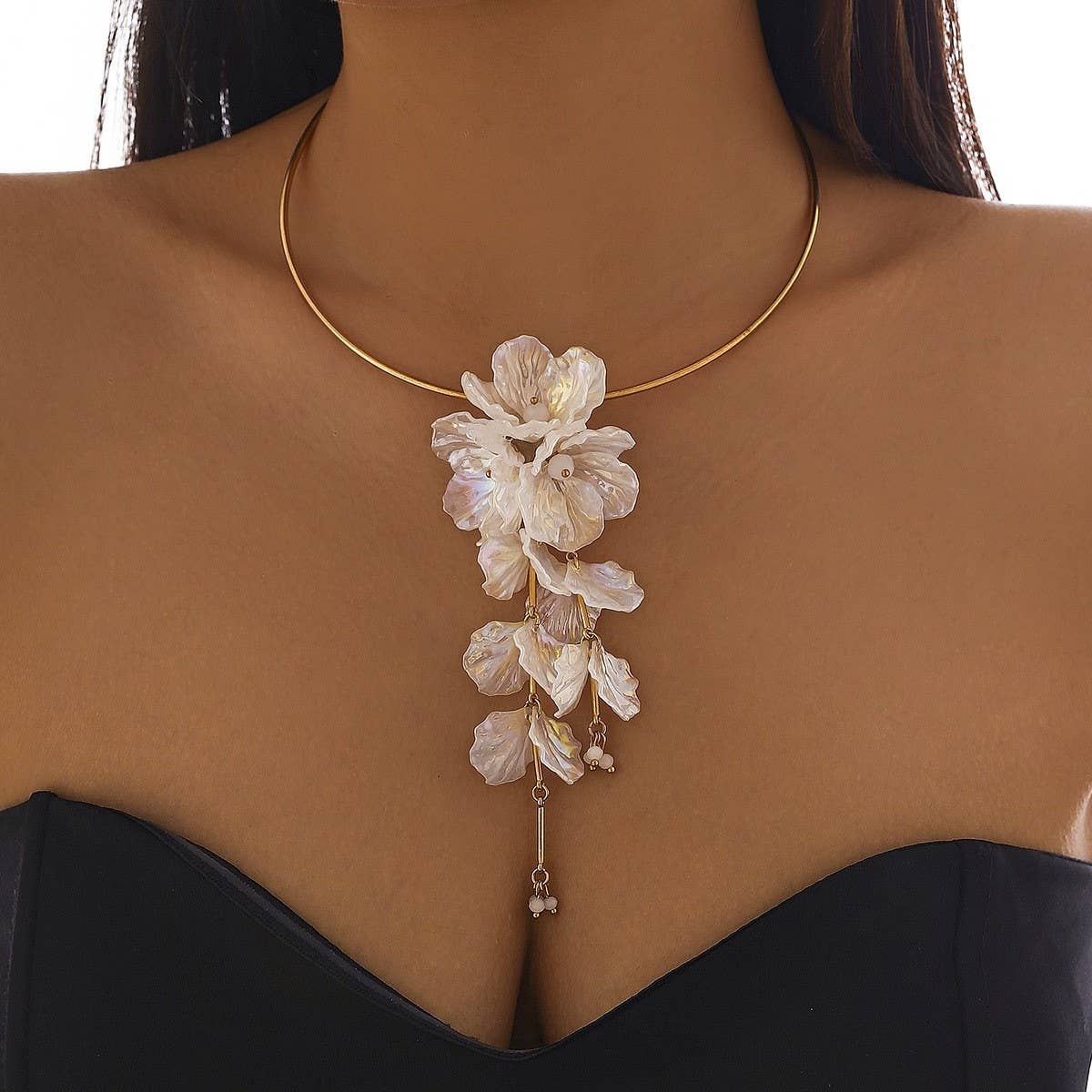 COLORFUL MERMAID FLOWER NECKLACE EARRING SET