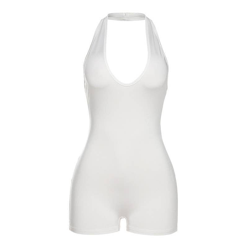 Casual Halter Neck Backless High Waist Romper