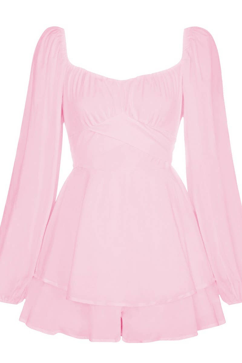 CWSBSL0169_SOLID COLOR FASHIONABLE RUFFLED CASUAL JUMPSUIT