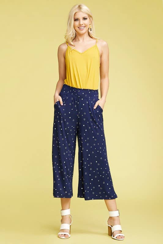 CWBLP105-2_SMOCKED WAIST BEND GAUCHO PANTS