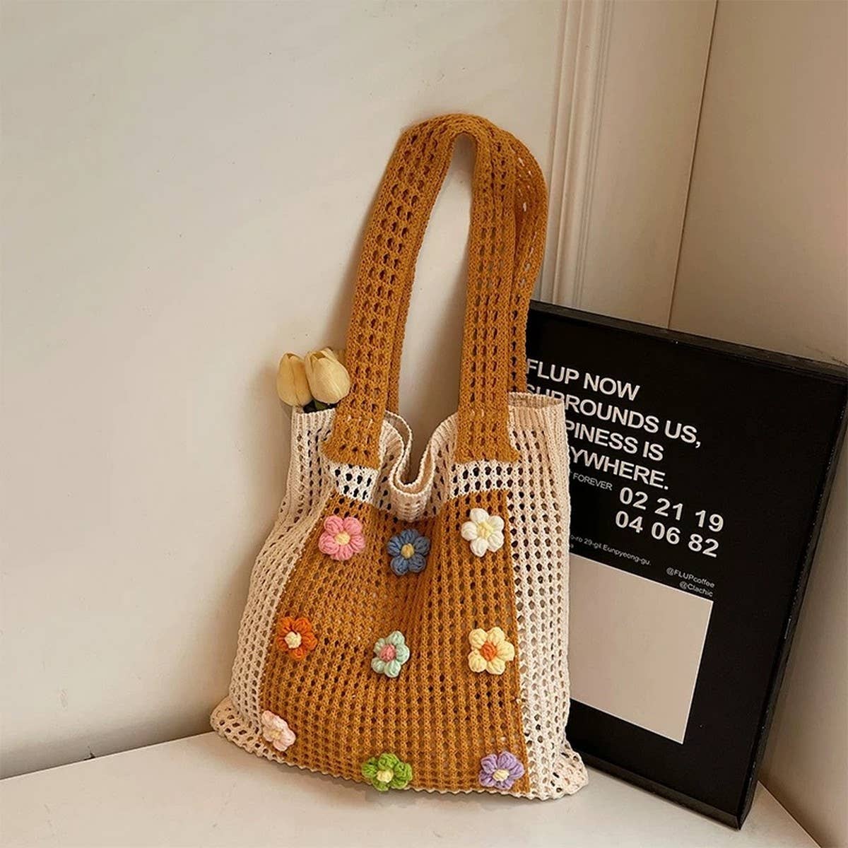 CUAB00637_2025 LARGE BOHO KNIT TOTE BEACH TRAVEL BAG