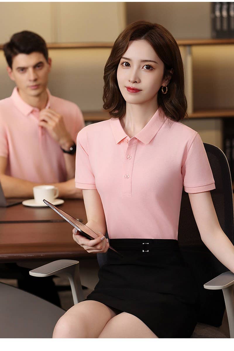 CWTBLS02457_SLIM FIT SOLID COLOR POLO SHIRT WOMEN