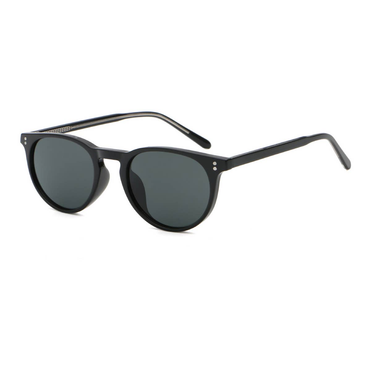 FASHIONABLE FAUX ACETATE ROUND FRAME SUNGLASSES