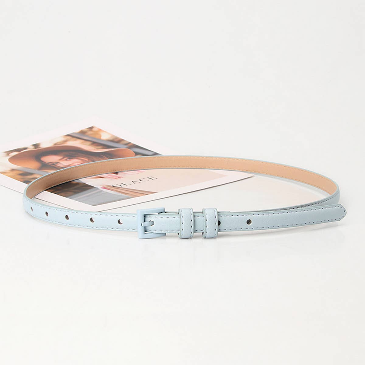 CWABE0907_WOMEN'S SMALL SQUARE BUCKLE THIN BELT