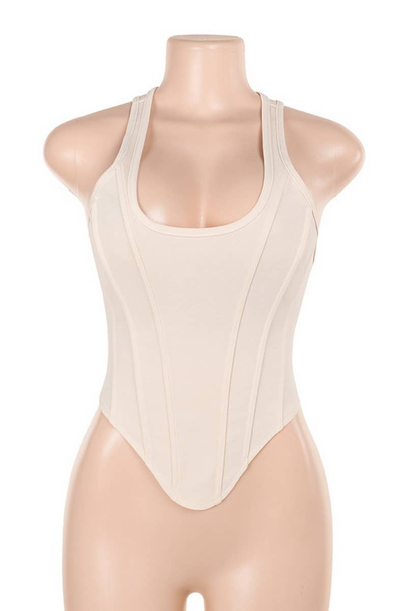 CWTBLSL0590_SOLID COLOR KENDALL STYLE WAISTED VEST TOP