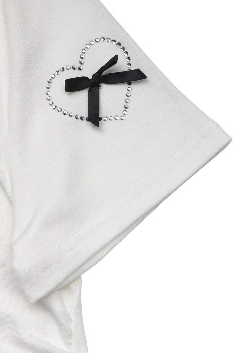 CWTBLS2002_RHINESTONE HEART BOW SLIM FIT BABY TEE