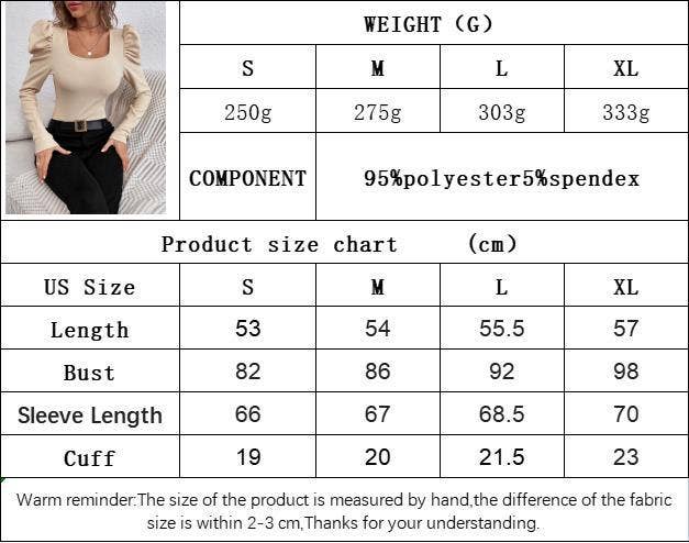 CWTBLL2704_SQUARE NECK LEG-OF-MUTON SLEEVE KNIT TOP