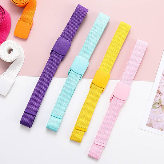 SOLID COLOR WOVEN CANVAS BELT WITH PLASTIC BUCKLE_CWABE0675