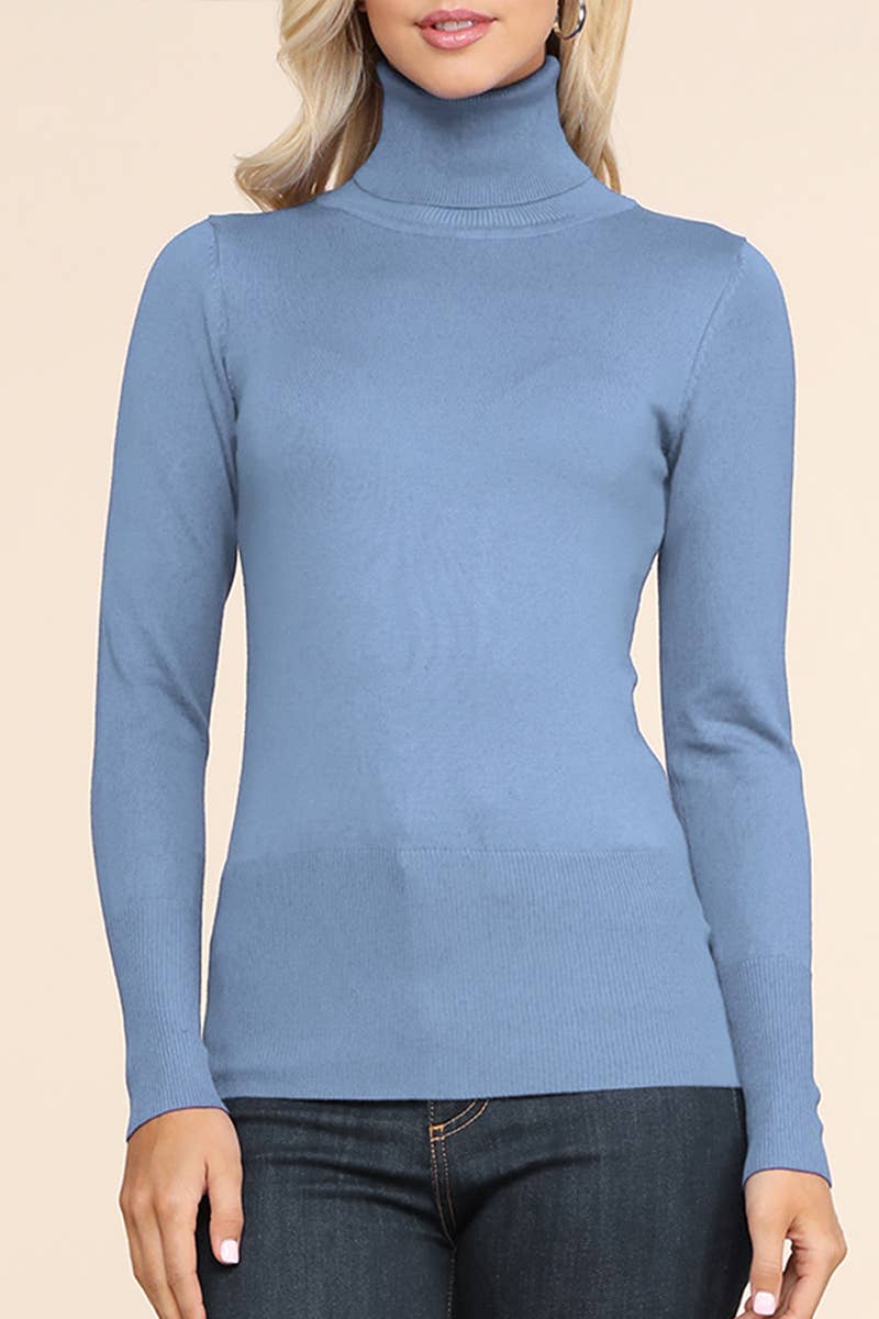 AWOSWL285_Stretch Turtle Neck Long Sleeve Pullover Sweater