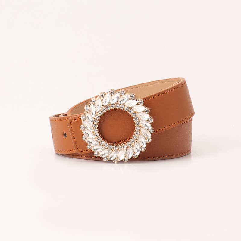 Fashionable round-button rhinestone belt