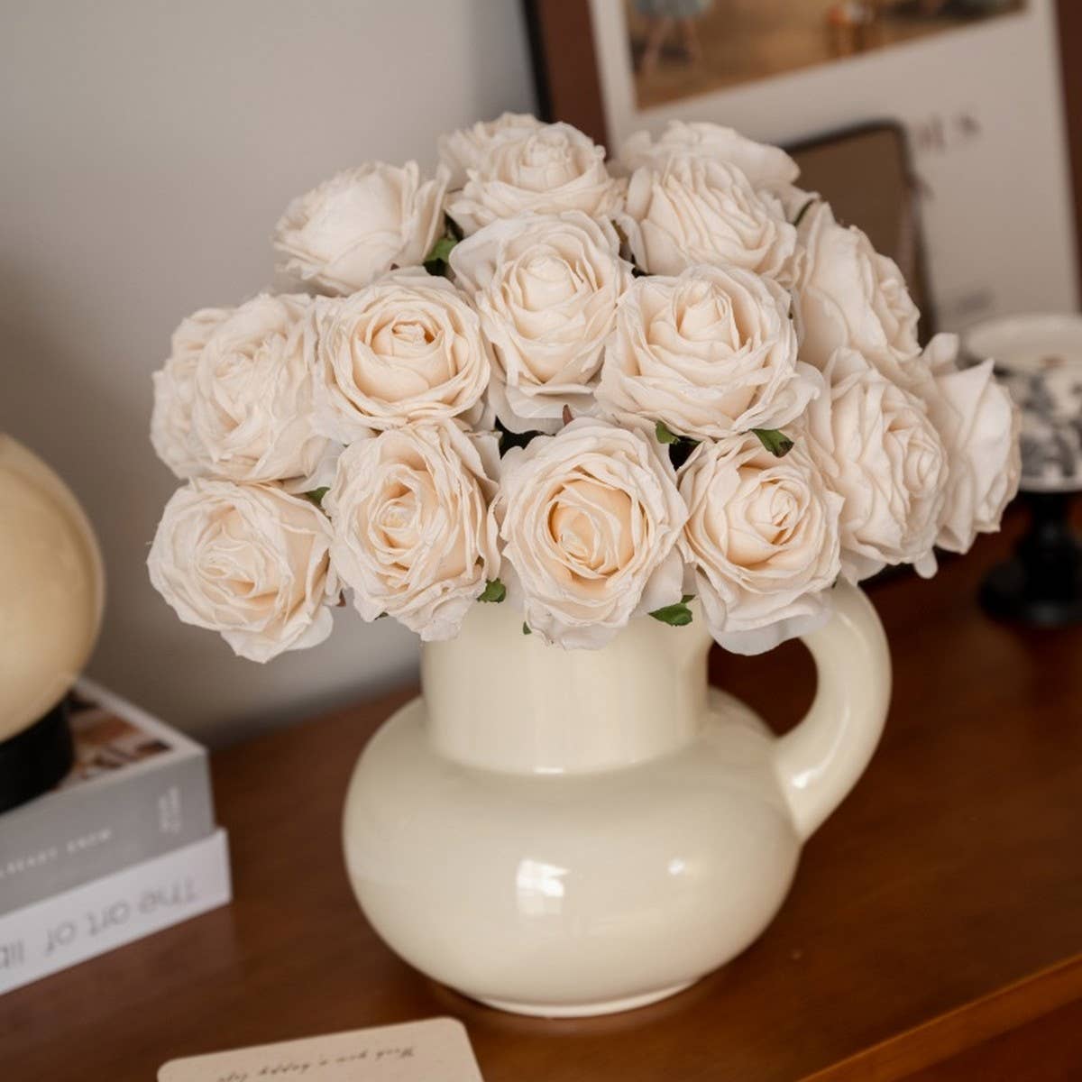 Elegant Burnt Edge Rose Bouquet for Table Decor
