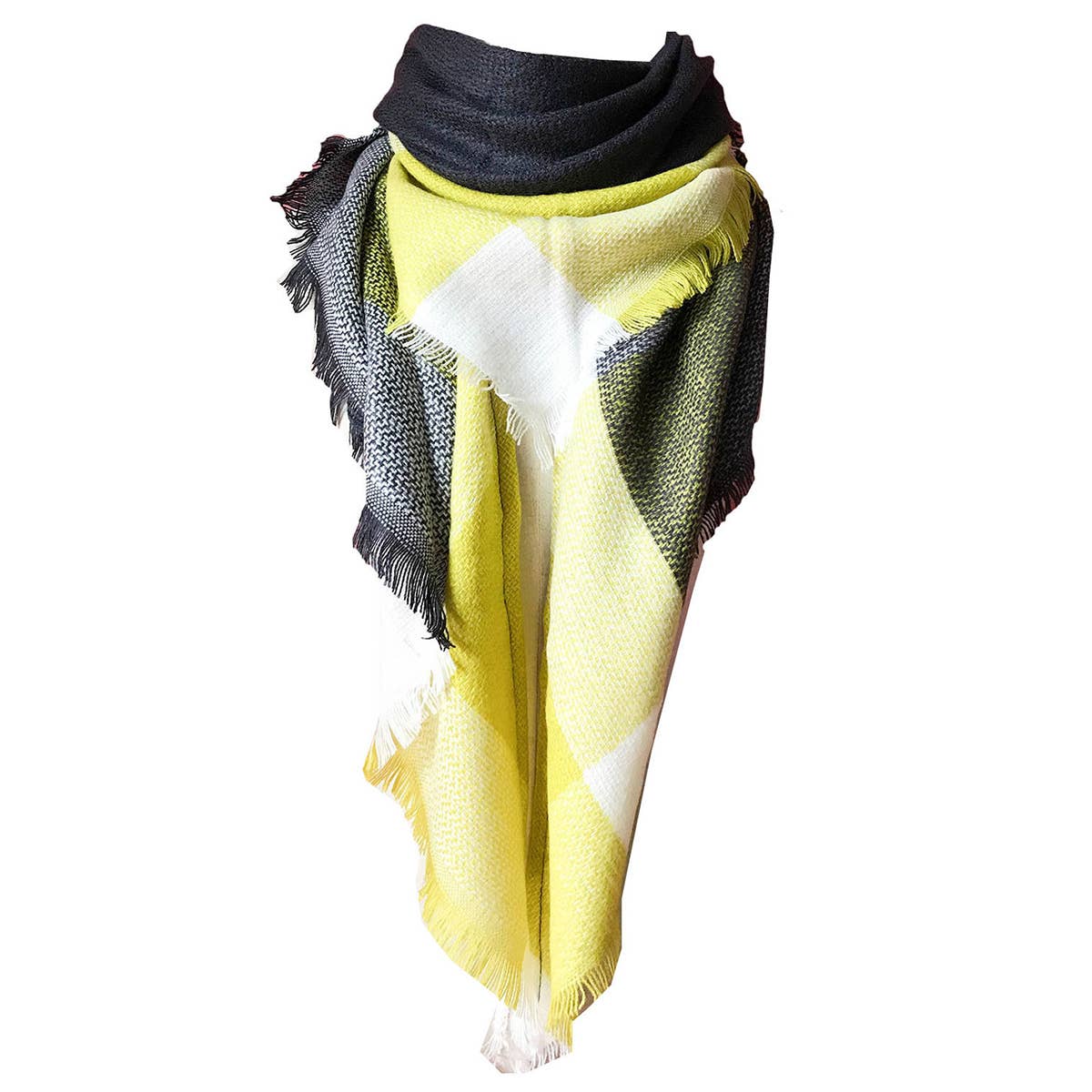 Rainbow Plaid Scarf ??Triangle Winter Shawl_CWASC0116