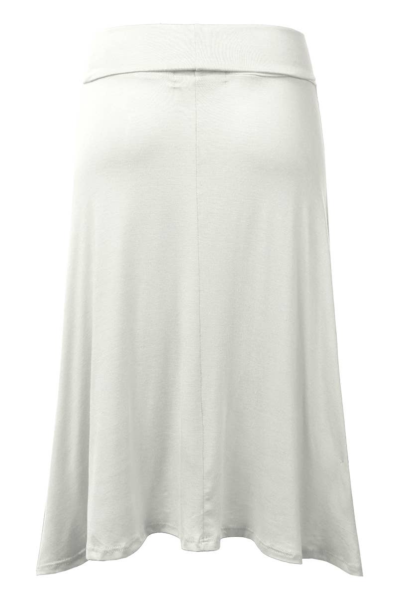 AWBMS204_High Waist Elastic Flared Midi Skirt