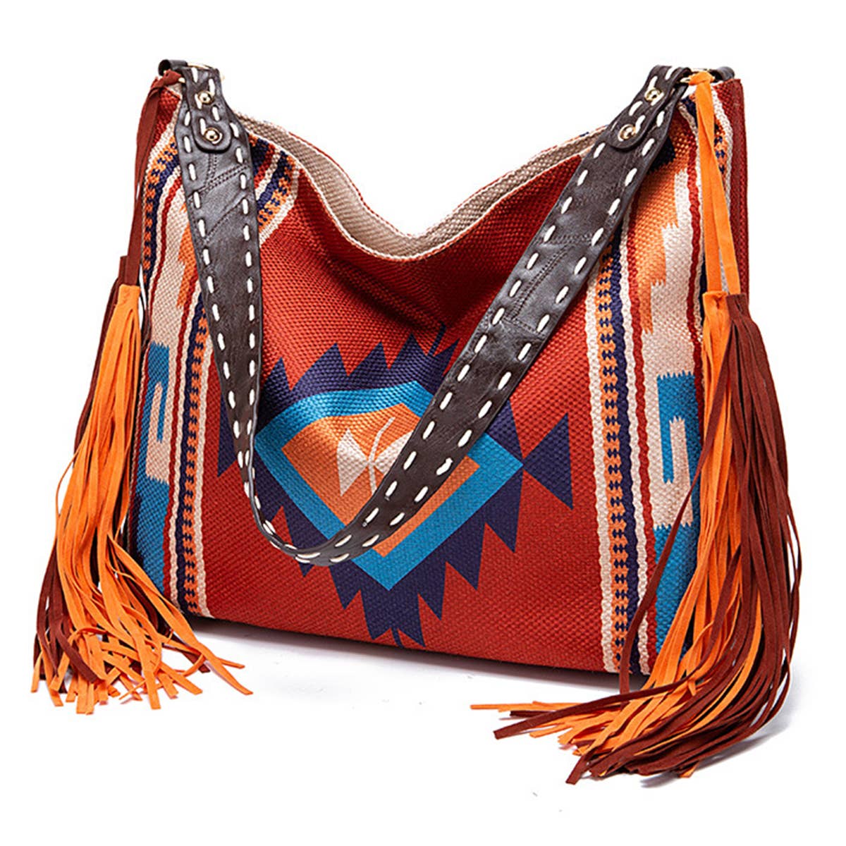 WOMEN CANVAS ETHNIC TRAVEL TASSEL BAGS_CWAB0560