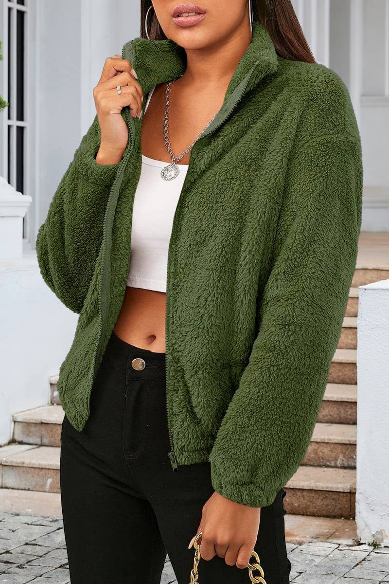 CWOCO0333_LONG-SLEEVED PLUSH LOOSE WARM CARDIGAN