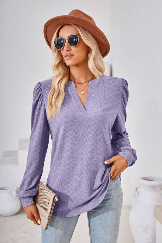 CWTBLL2687_FALL COMMUTER V-NECK LONG-SLEEVED TOP