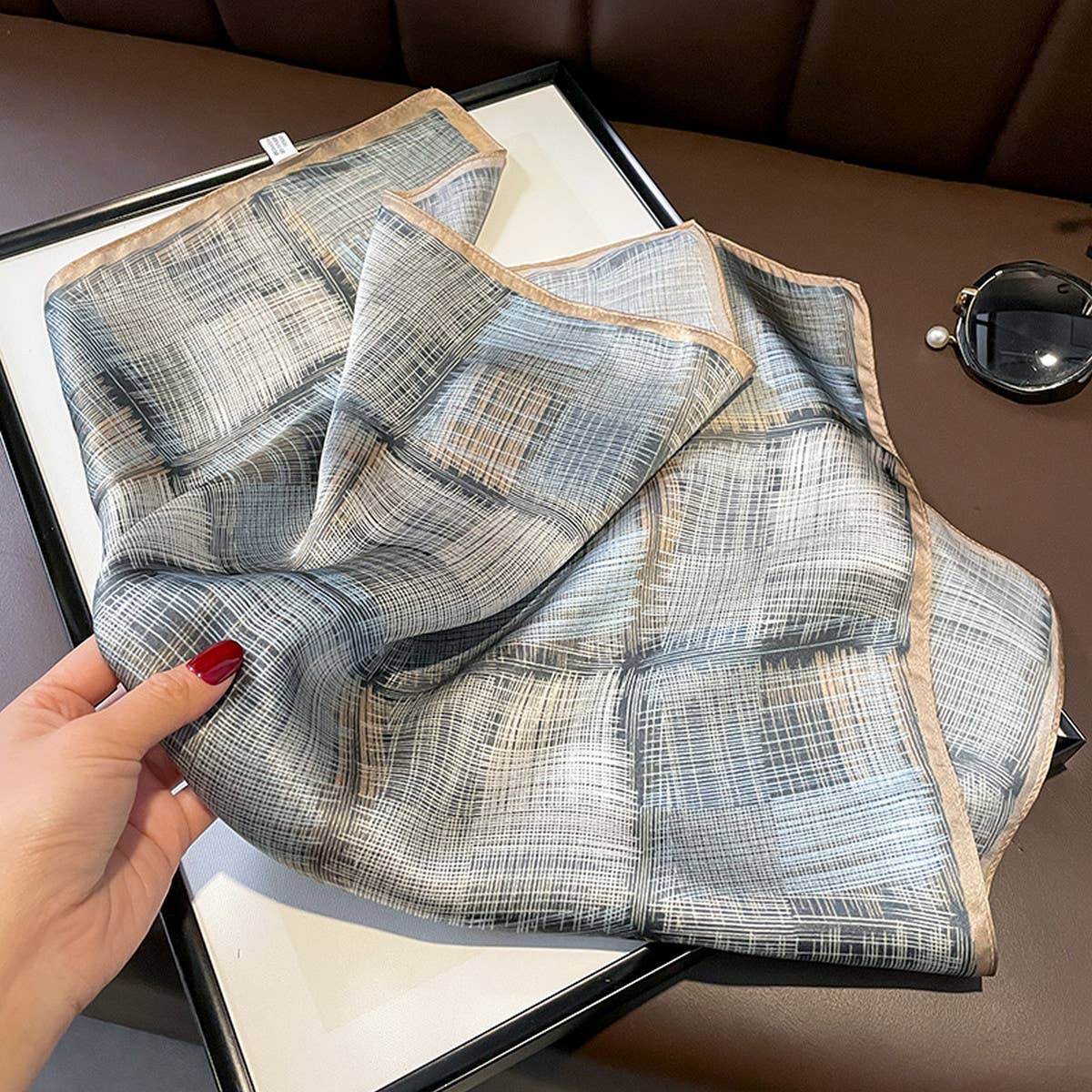 Chic Striped Silk Scarf ? Women’s Square Shawl