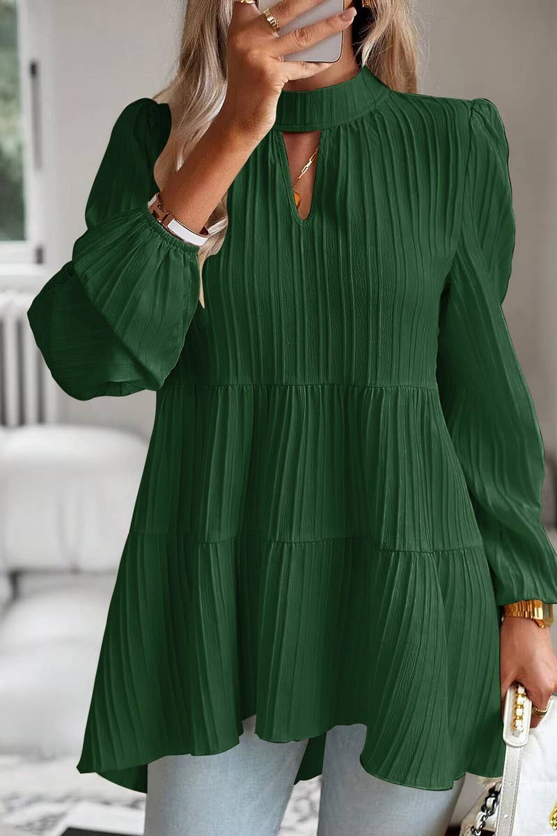 CWTBLL2768_HALF TURTLENECK WAVY LONG SLEEVE TOP