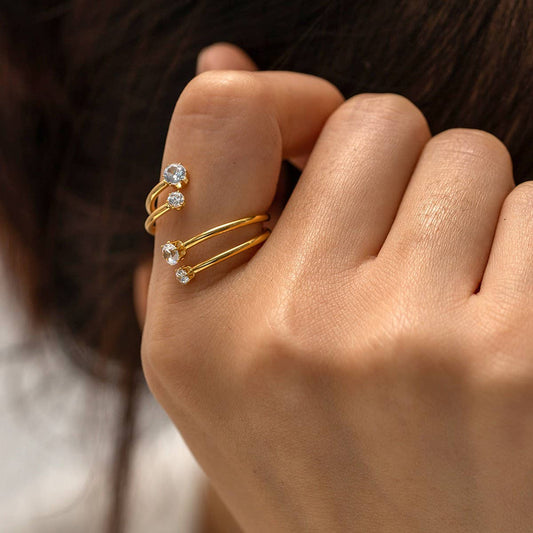 SIDE BY SIDE 4 DIAMOND OPEN RING