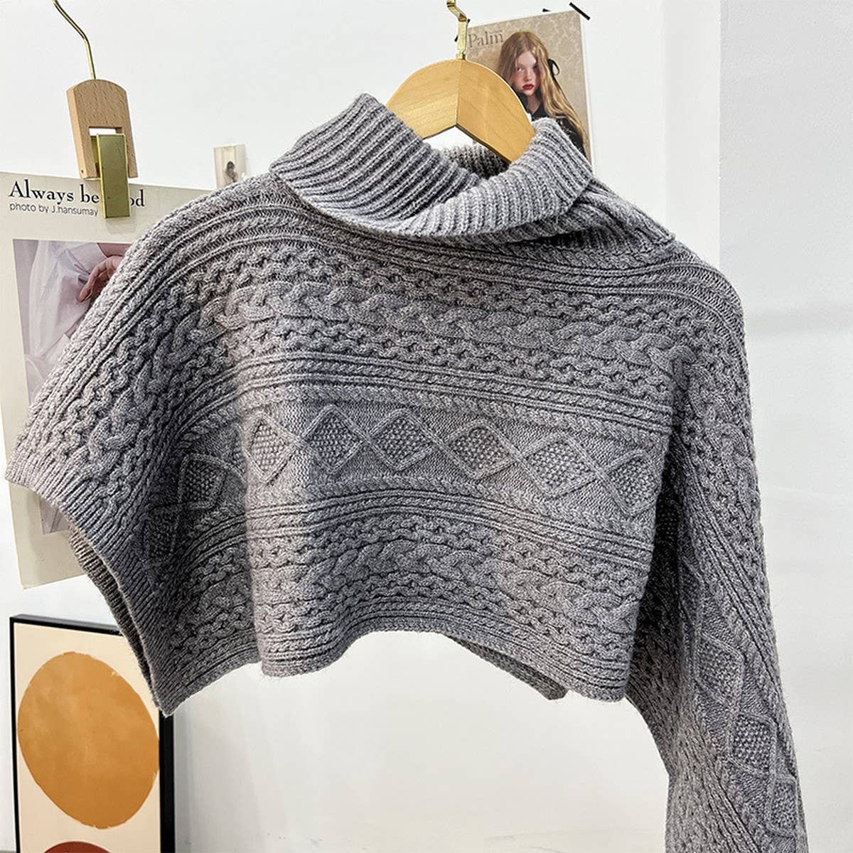CWASC03126_KNITTED HIGH NECK PONCHO SHAWL FOR WOMEN
